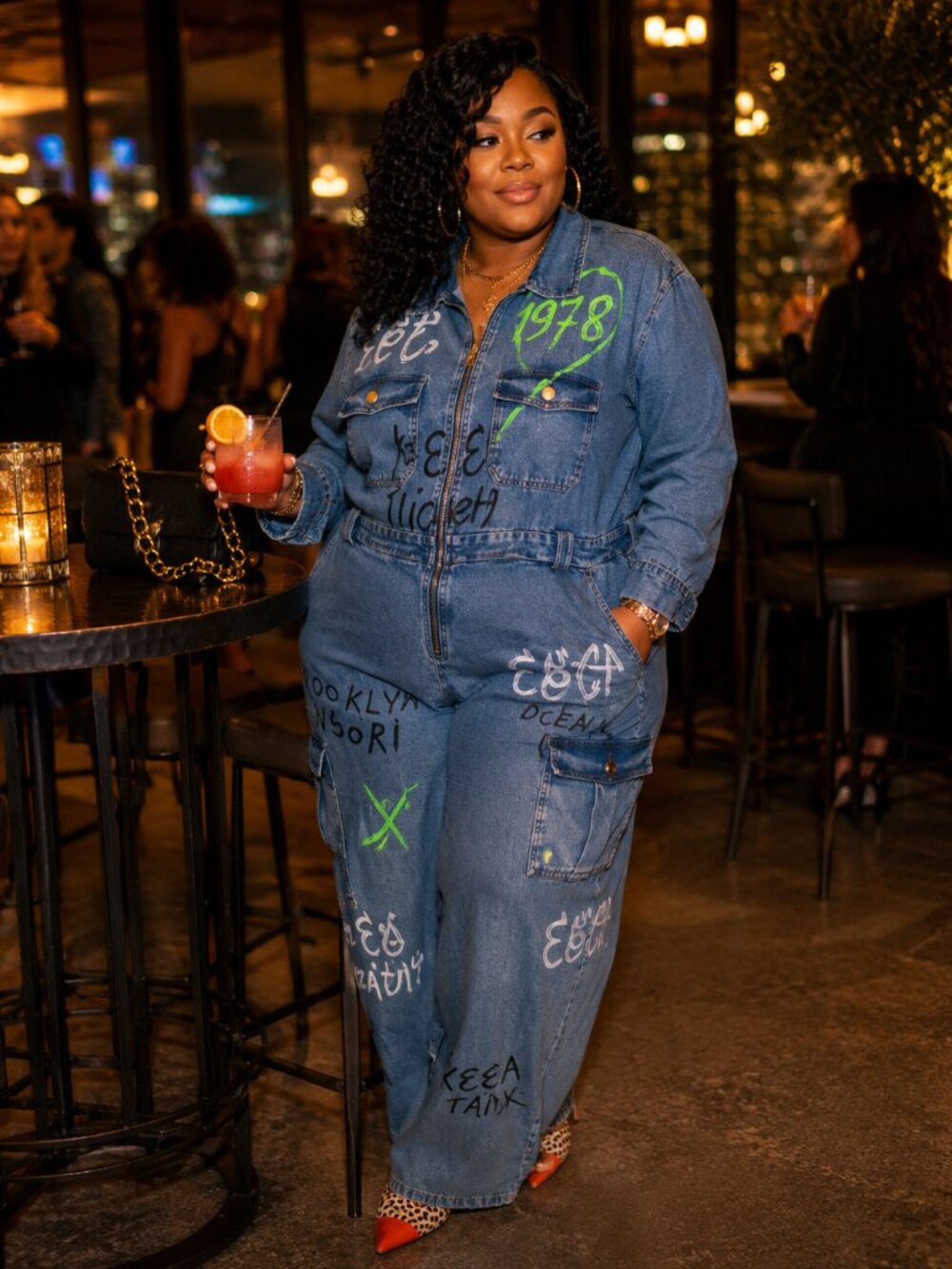 Graffiti Street Chic Denim Cargo Jumpsuit